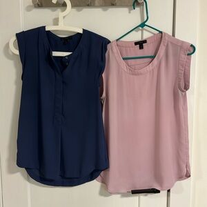 2 x J. Crew blouses. Pink and blue. Size 0.